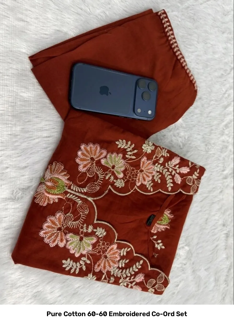 Pure Cotton 60-60 Embroidered Co-Ord Set 15