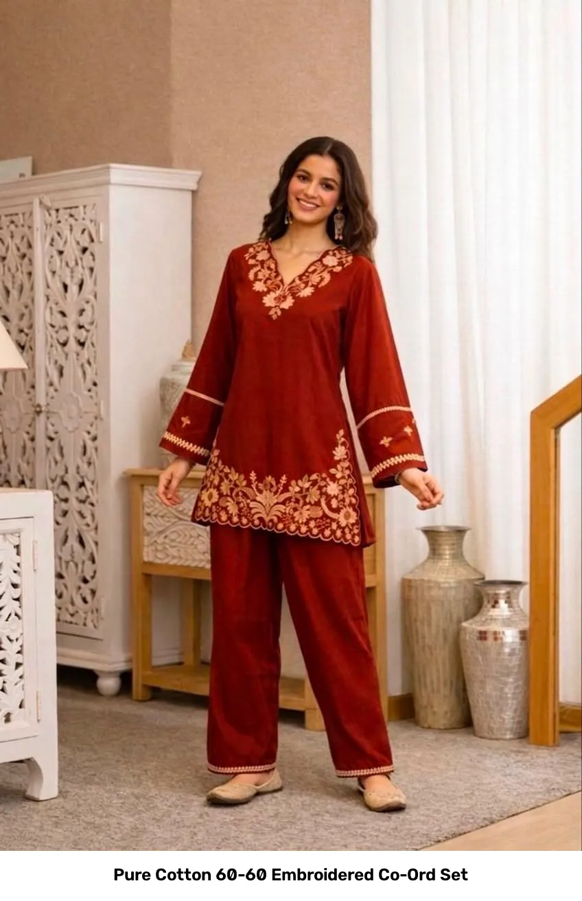 Pure Cotton 60-60 Embroidered Co-Ord Set 2