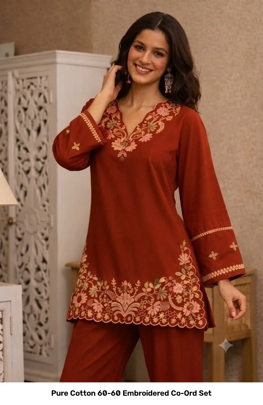 Pure Cotton 60-60 Embroidered Co-Ord Set 23