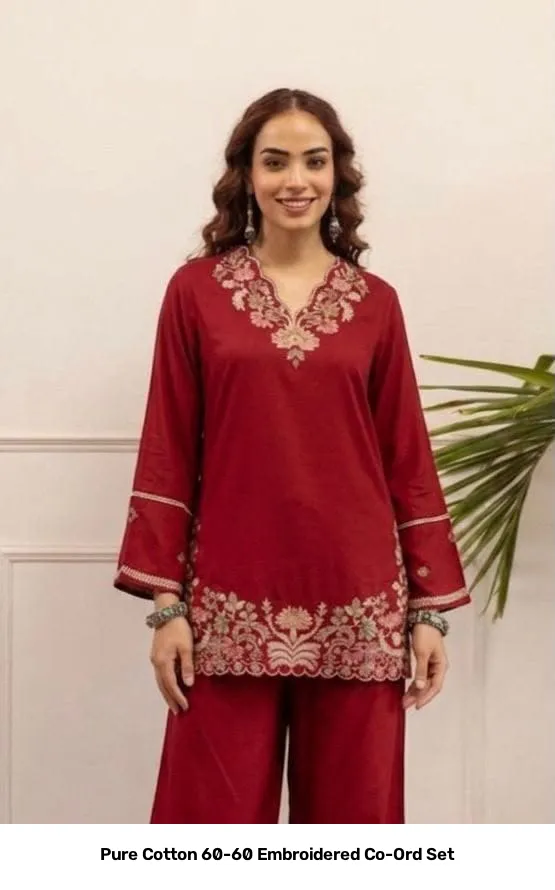 Pure Cotton 60-60 Embroidered Co-Ord Set 24