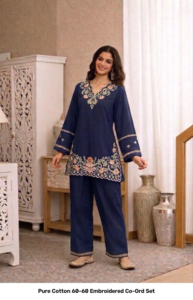 Pure Cotton 60-60 Embroidered Co-Ord Set 3