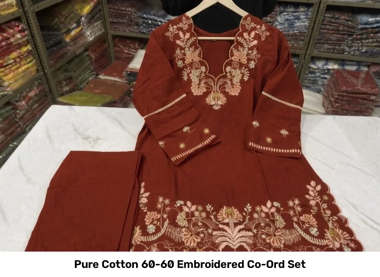 Pure Cotton 60-60 Embroidered Co-Ord Set 4