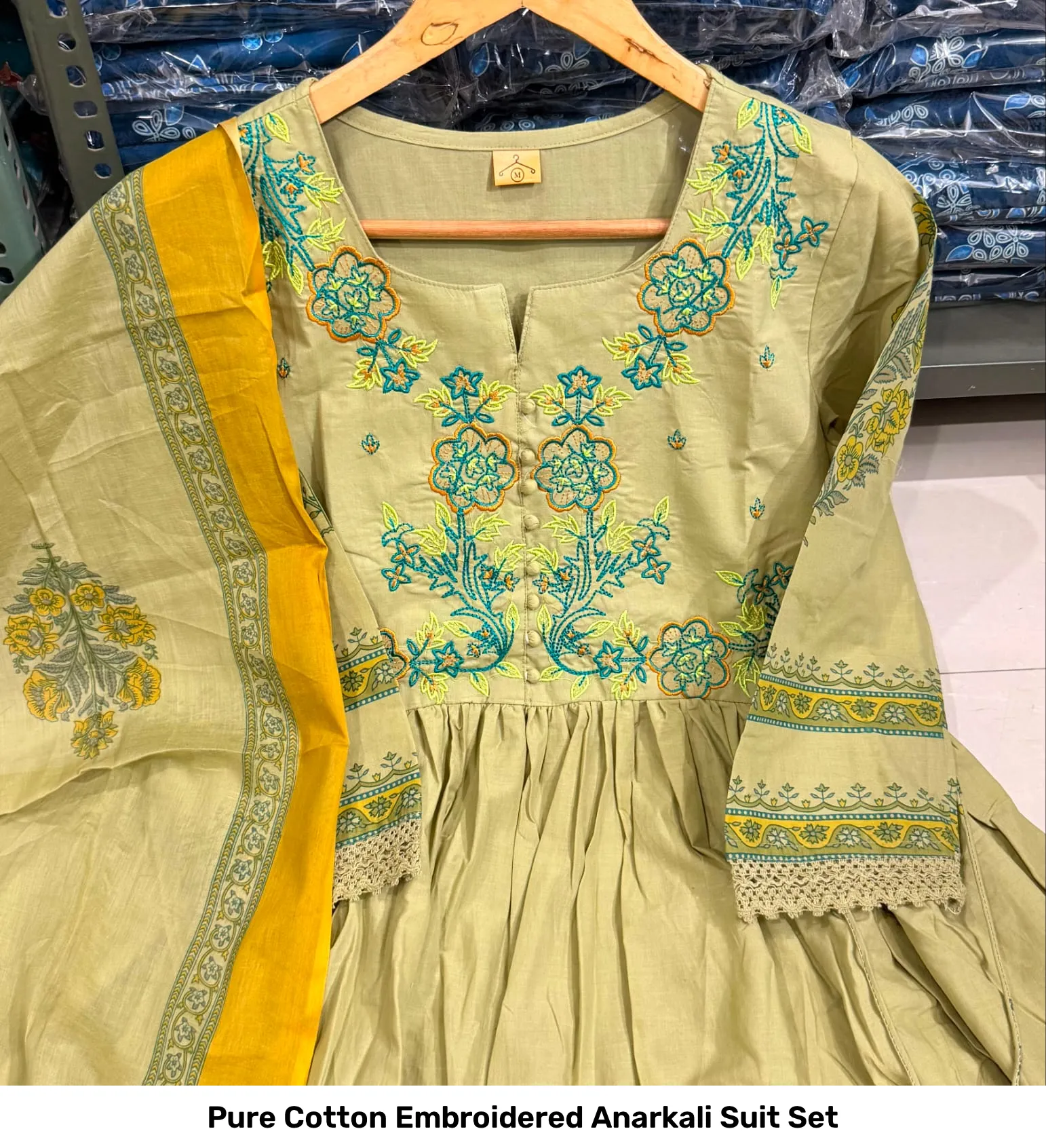 Pure Cotton Embroidered Anarkali Suit Set 2