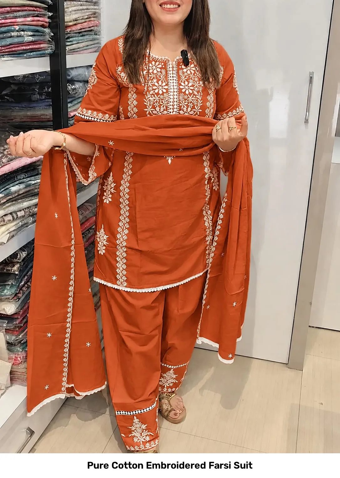 Pure Cotton Embroidered Farsi Suit 11