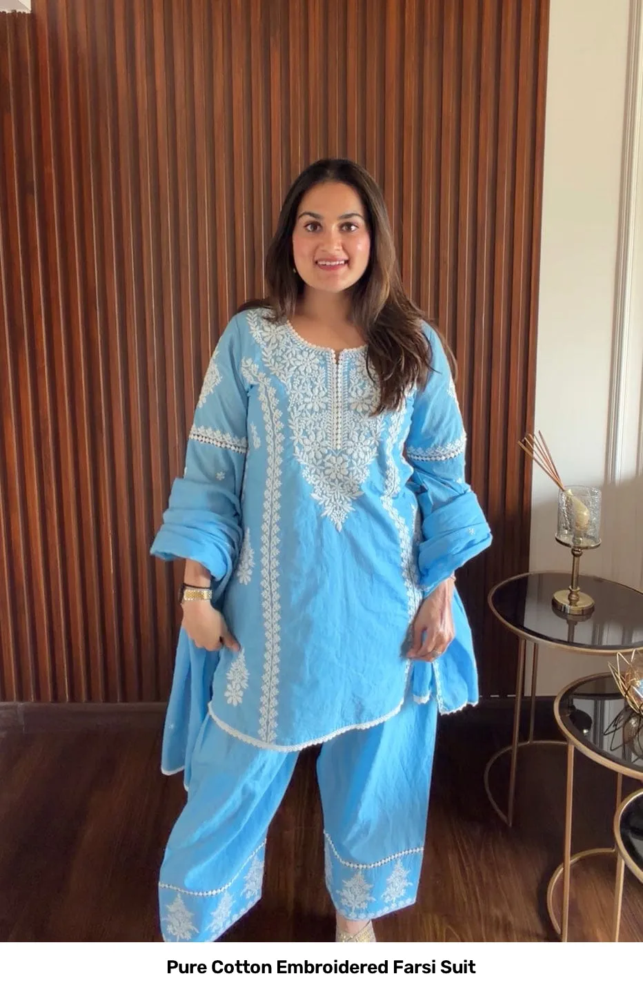 Pure Cotton Embroidered Farsi Suit 17