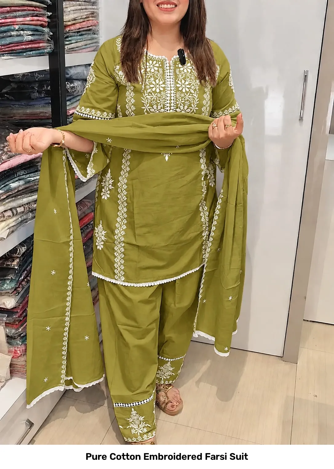 Pure Cotton Embroidered Farsi Suit 18