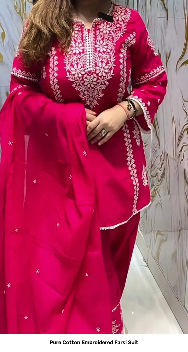 Pure Cotton Embroidered Farsi Suit 2