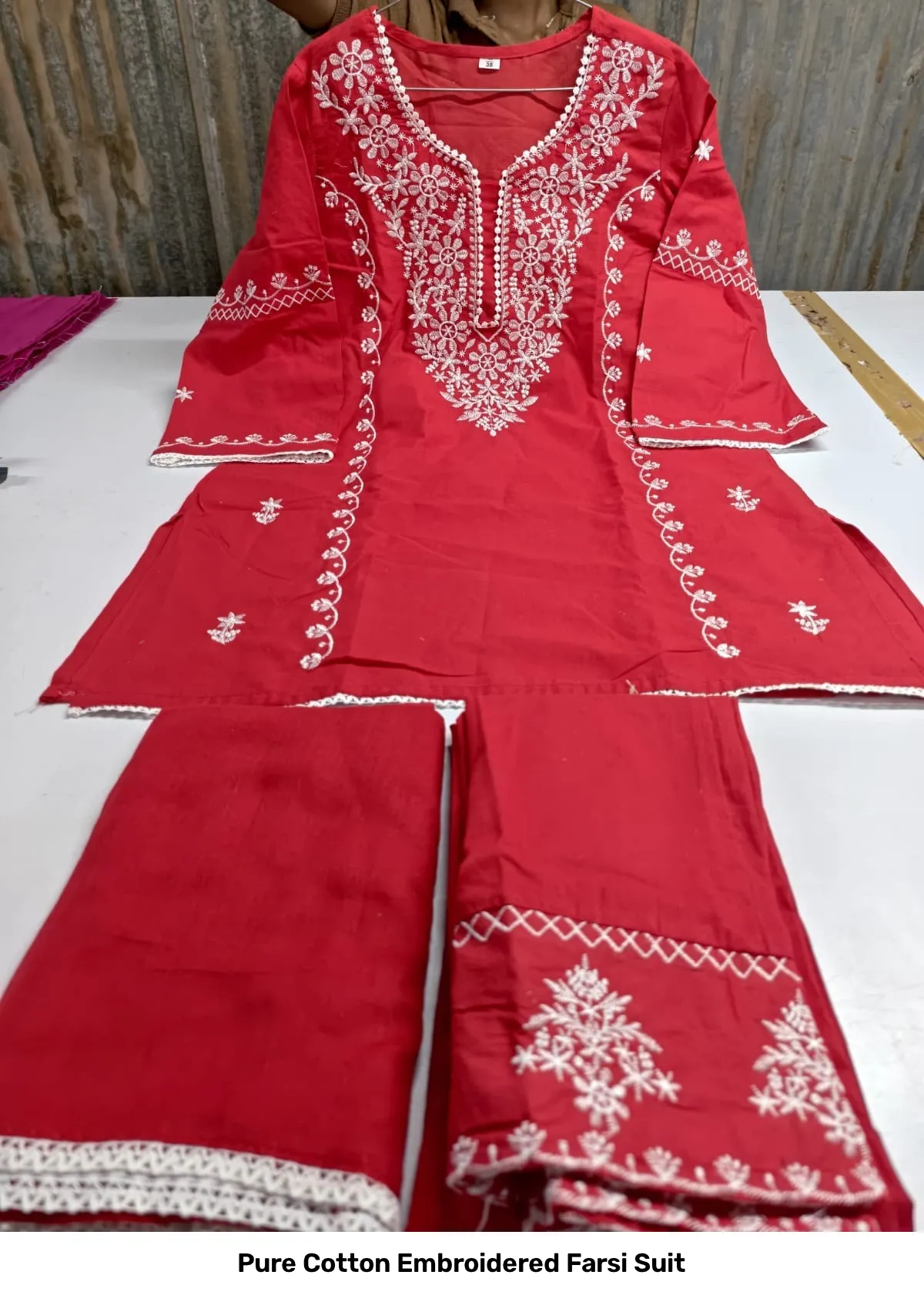 Pure Cotton Embroidered Farsi Suit 20