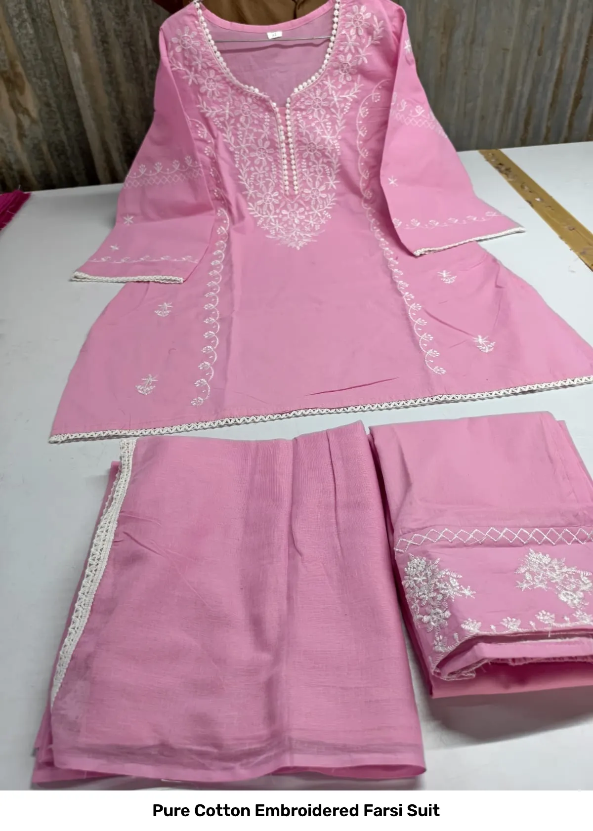 Pure Cotton Embroidered Farsi Suit 22