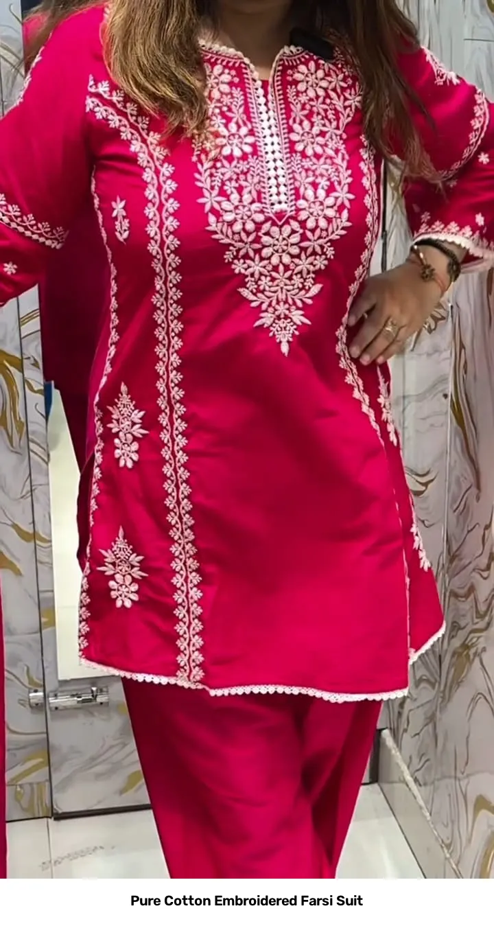 Pure Cotton Embroidered Farsi Suit 23