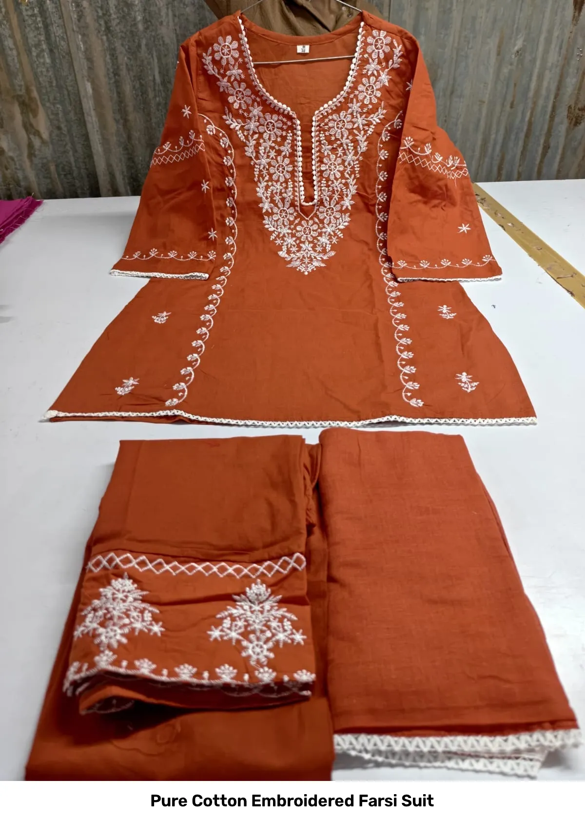 Pure Cotton Embroidered Farsi Suit 24