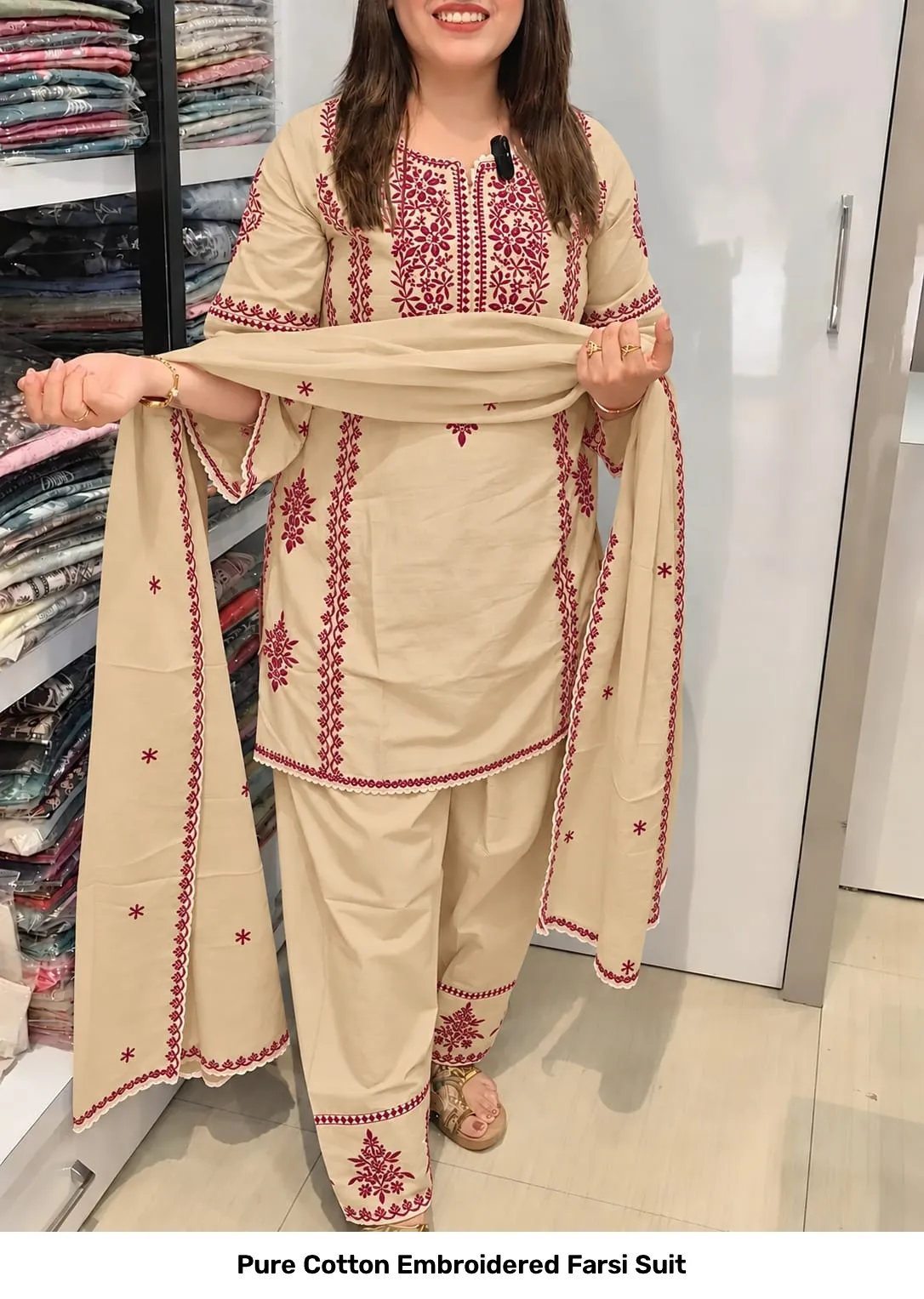 Pure Cotton Embroidered Farsi Suit 26