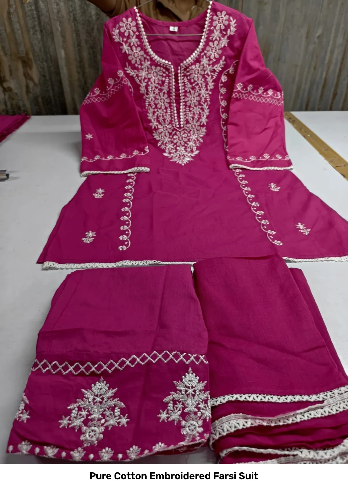 Pure Cotton Embroidered Farsi Suit 4
