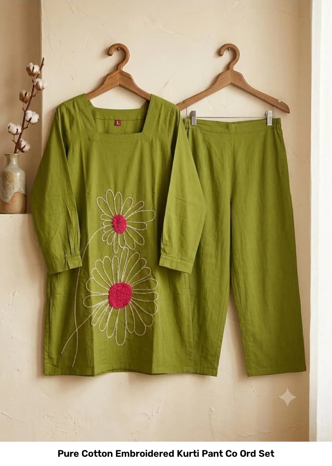 Pure Cotton Embroidered Kurti Pant Co Ord Set 4