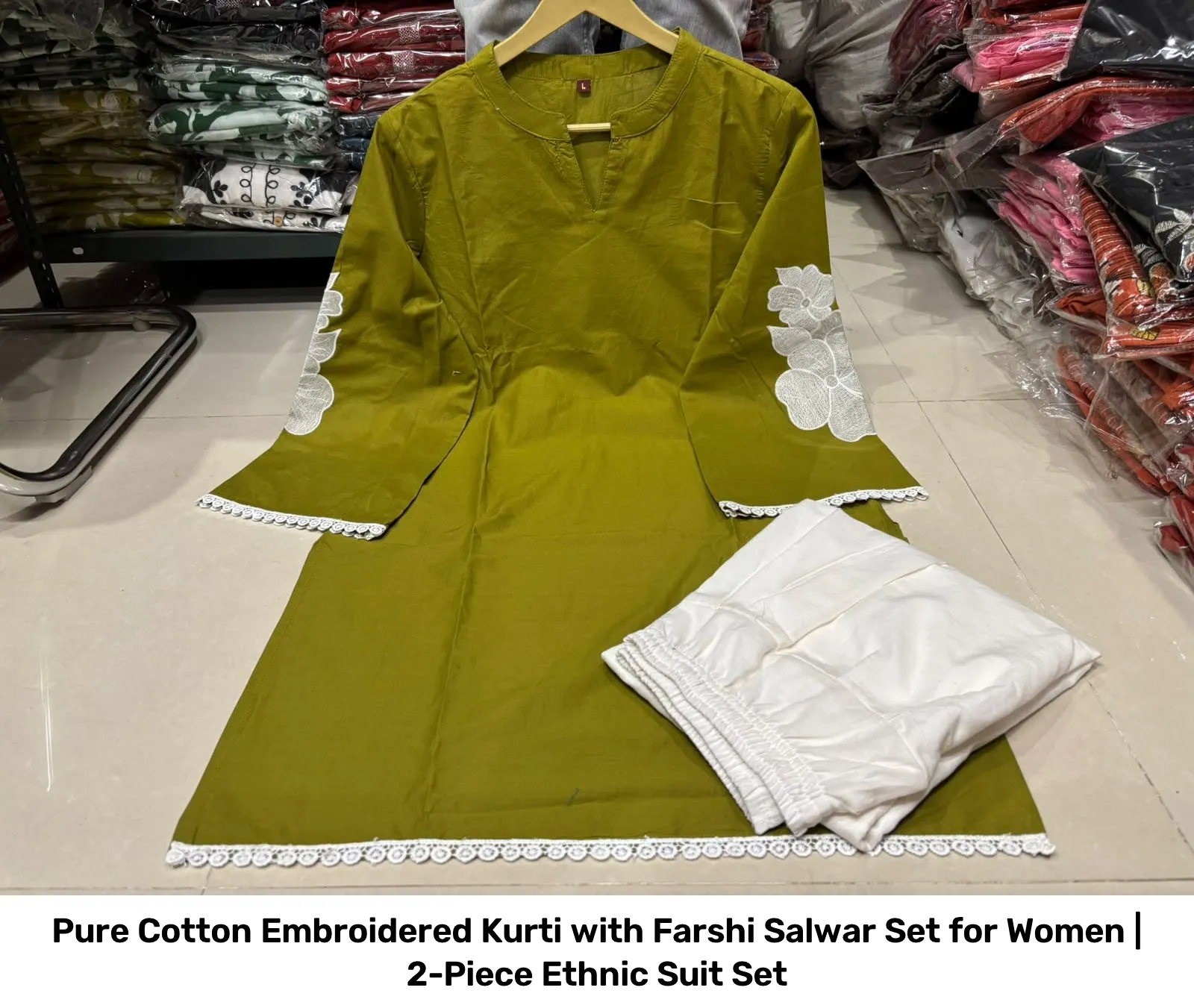 Pure Cotton Embroidered Kurti with Farshi Salwar Set for Women | 2-Piece Ethnic Suit Set 12