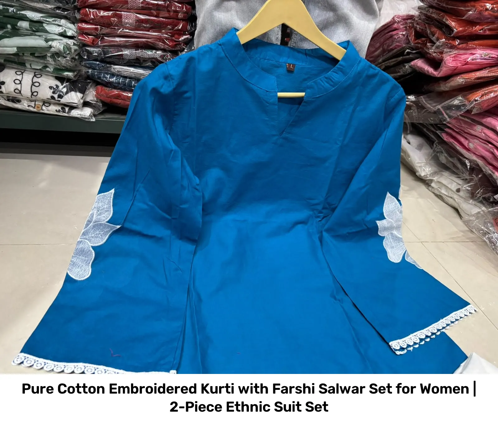 Pure Cotton Embroidered Kurti with Farshi Salwar Set for Women | 2-Piece Ethnic Suit Set 4