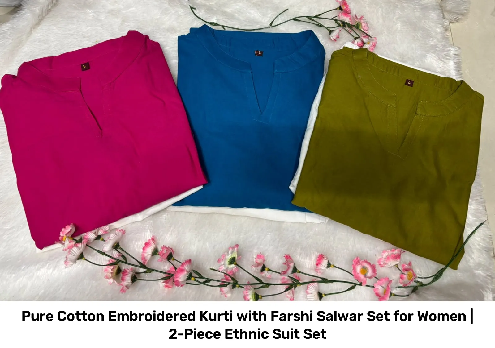 Pure Cotton Embroidered Kurti with Farshi Salwar Set for Women | 2-Piece Ethnic Suit Set 6