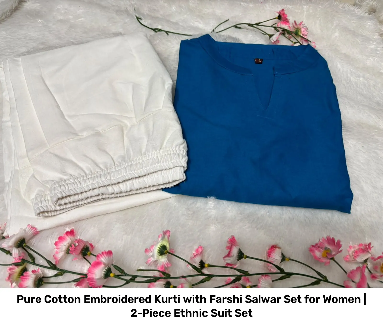 Pure Cotton Embroidered Kurti with Farshi Salwar Set for Women | 2-Piece Ethnic Suit Set 7