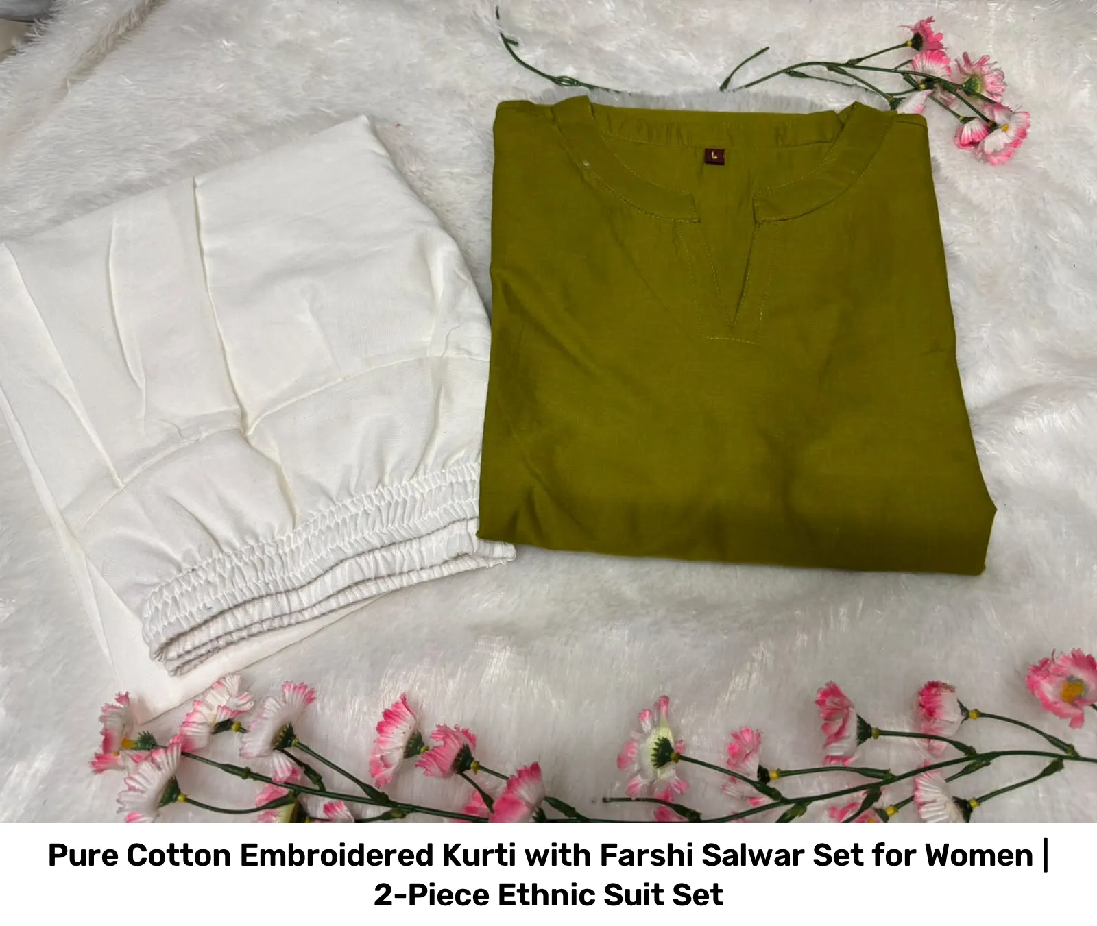Pure Cotton Embroidered Kurti with Farshi Salwar Set for Women | 2-Piece Ethnic Suit Set 8