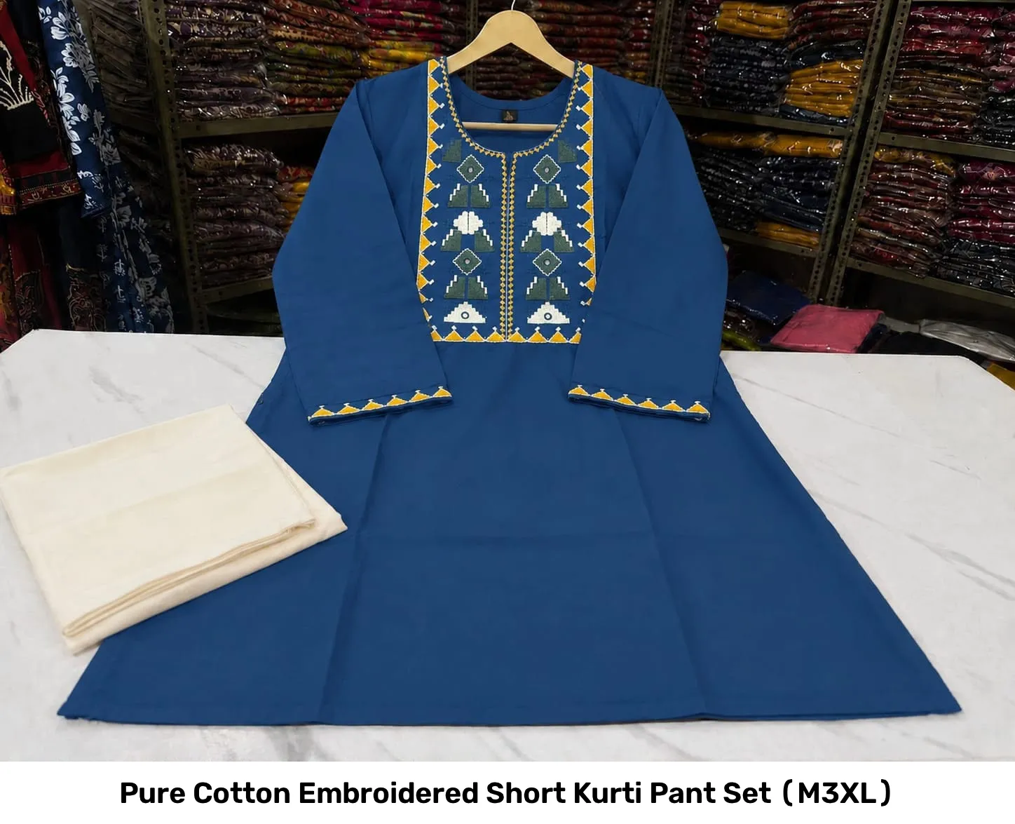 Pure Cotton Embroidered Short Kurti Pant Set (M–3XL) 13
