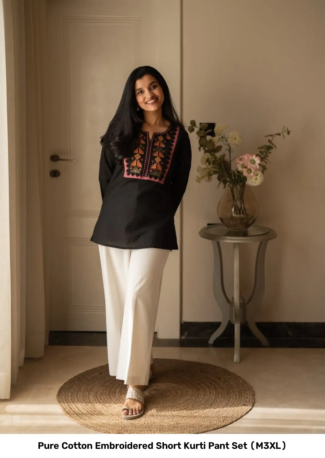 Pure Cotton Embroidered Short Kurti Pant Set (M–3XL) 16
