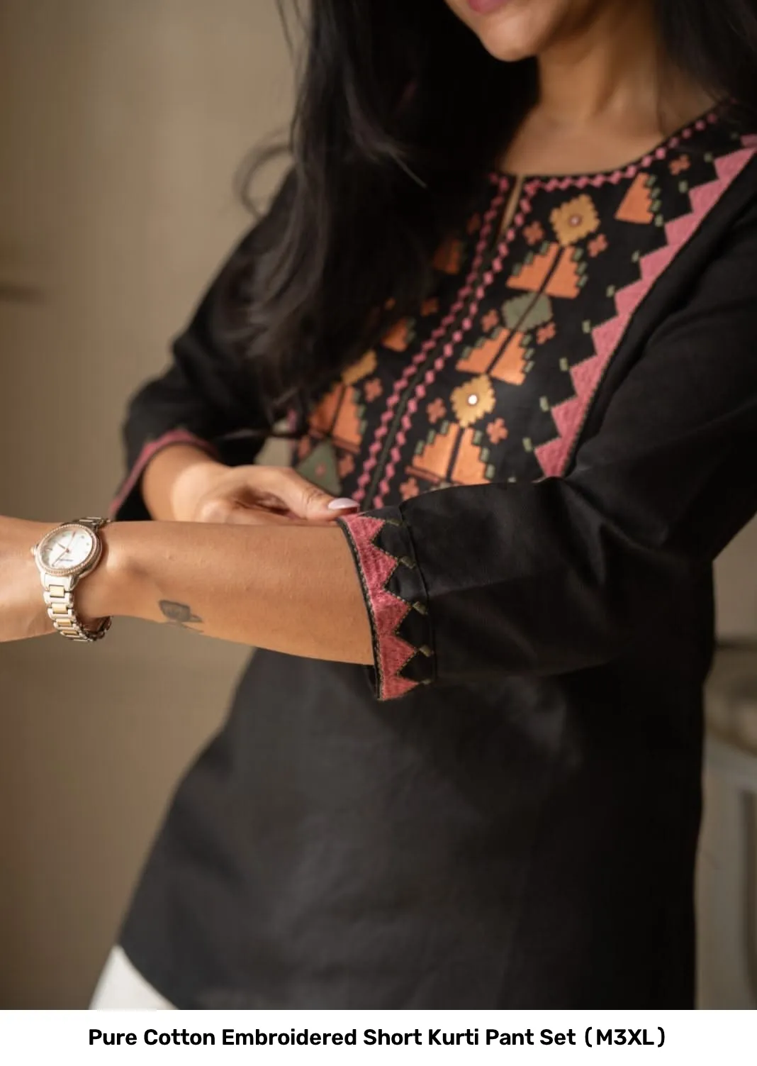 Pure Cotton Embroidered Short Kurti Pant Set (M–3XL) 2