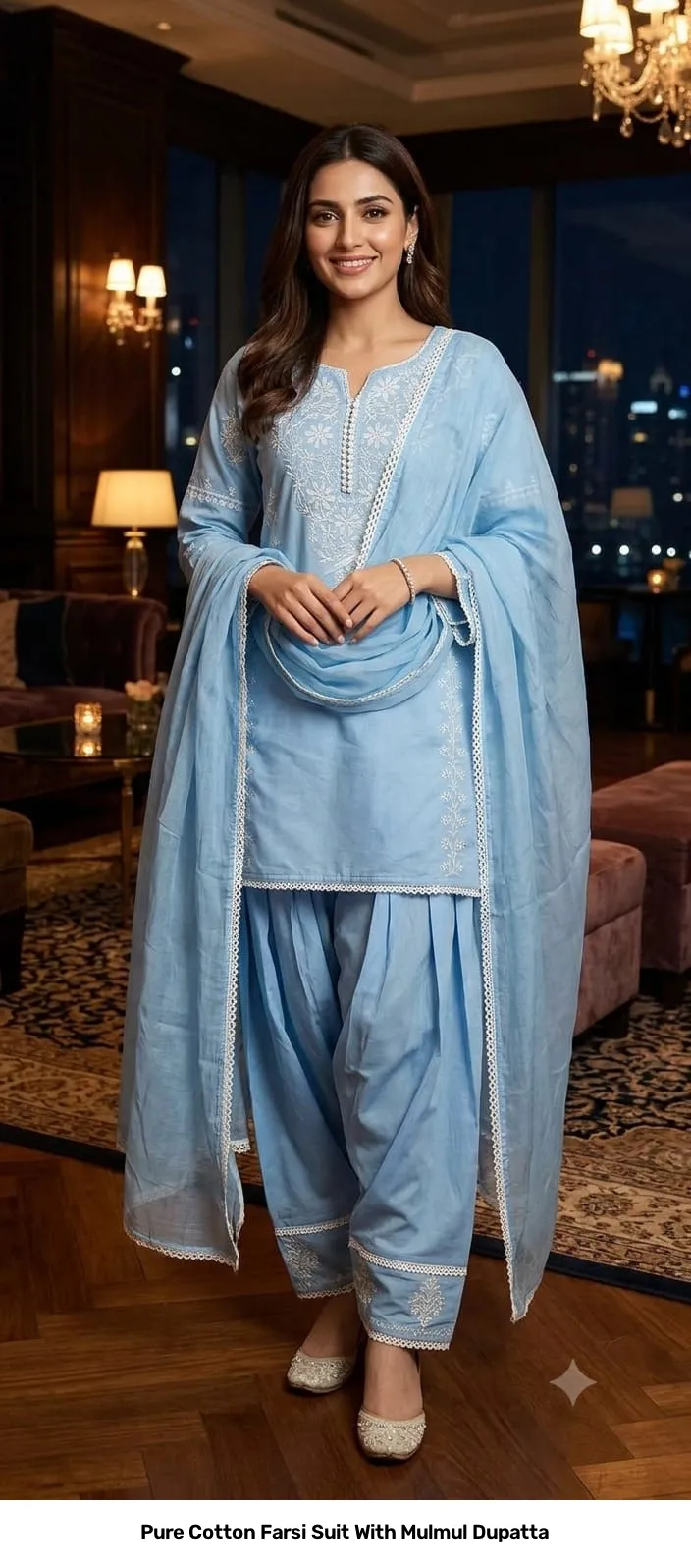 Pure Cotton Farsi Suit With Mulmul Dupatta 10