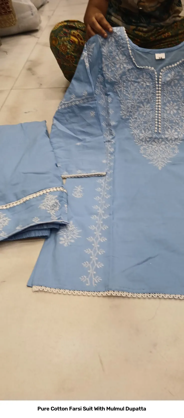 Pure Cotton Farsi Suit With Mulmul Dupatta 19