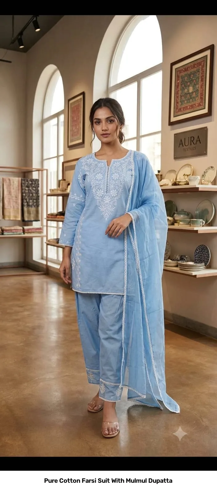 Pure Cotton Farsi Suit With Mulmul Dupatta 4