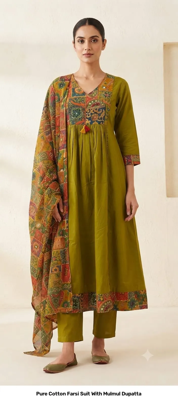 Pure Cotton Farsi Suit With Mulmul Dupatta 9
