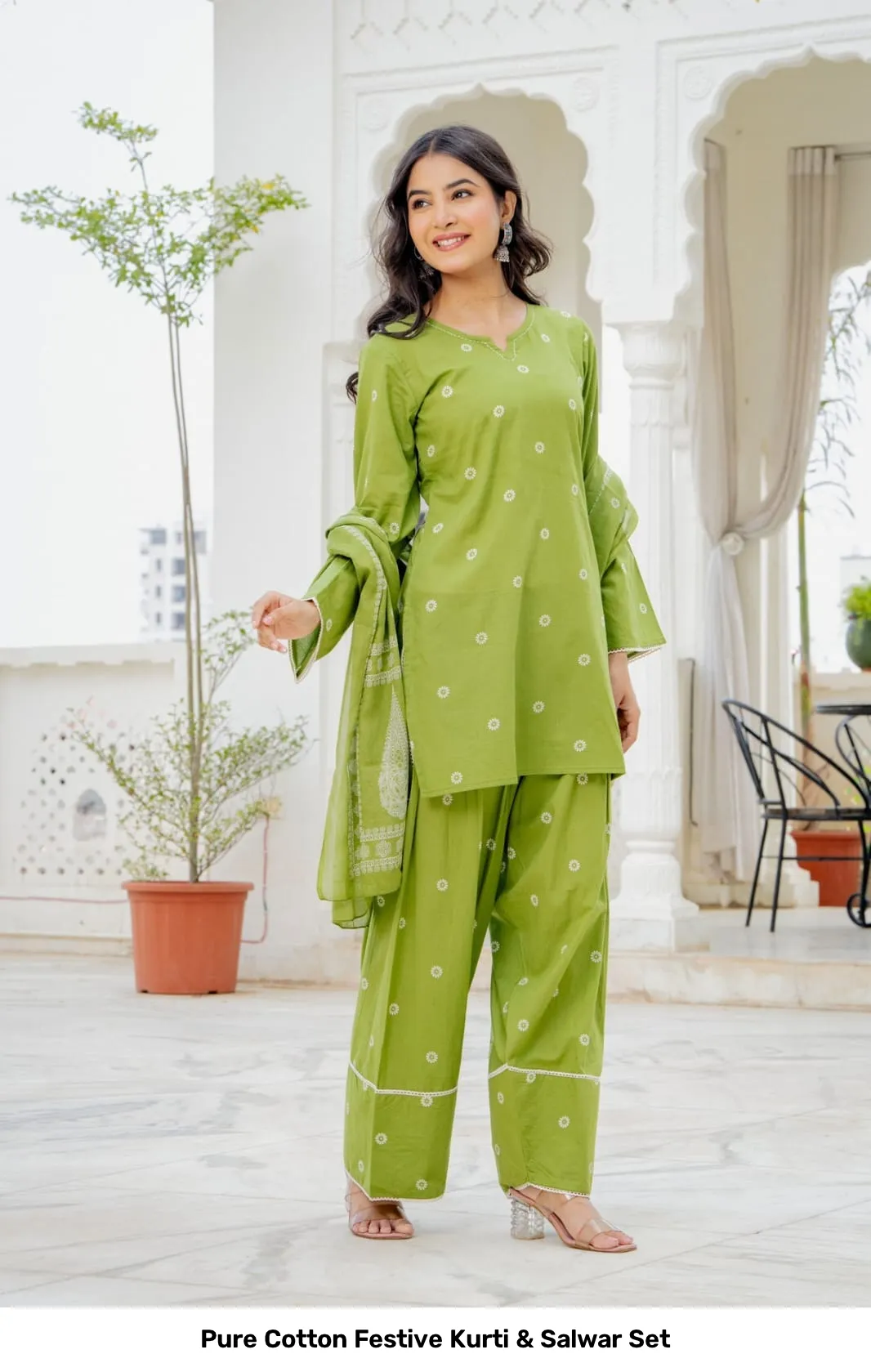 Pure Cotton Festive Kurti & Salwar Set 10