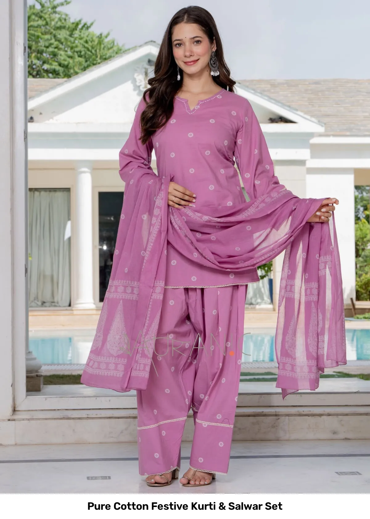 Pure Cotton Festive Kurti & Salwar Set 11