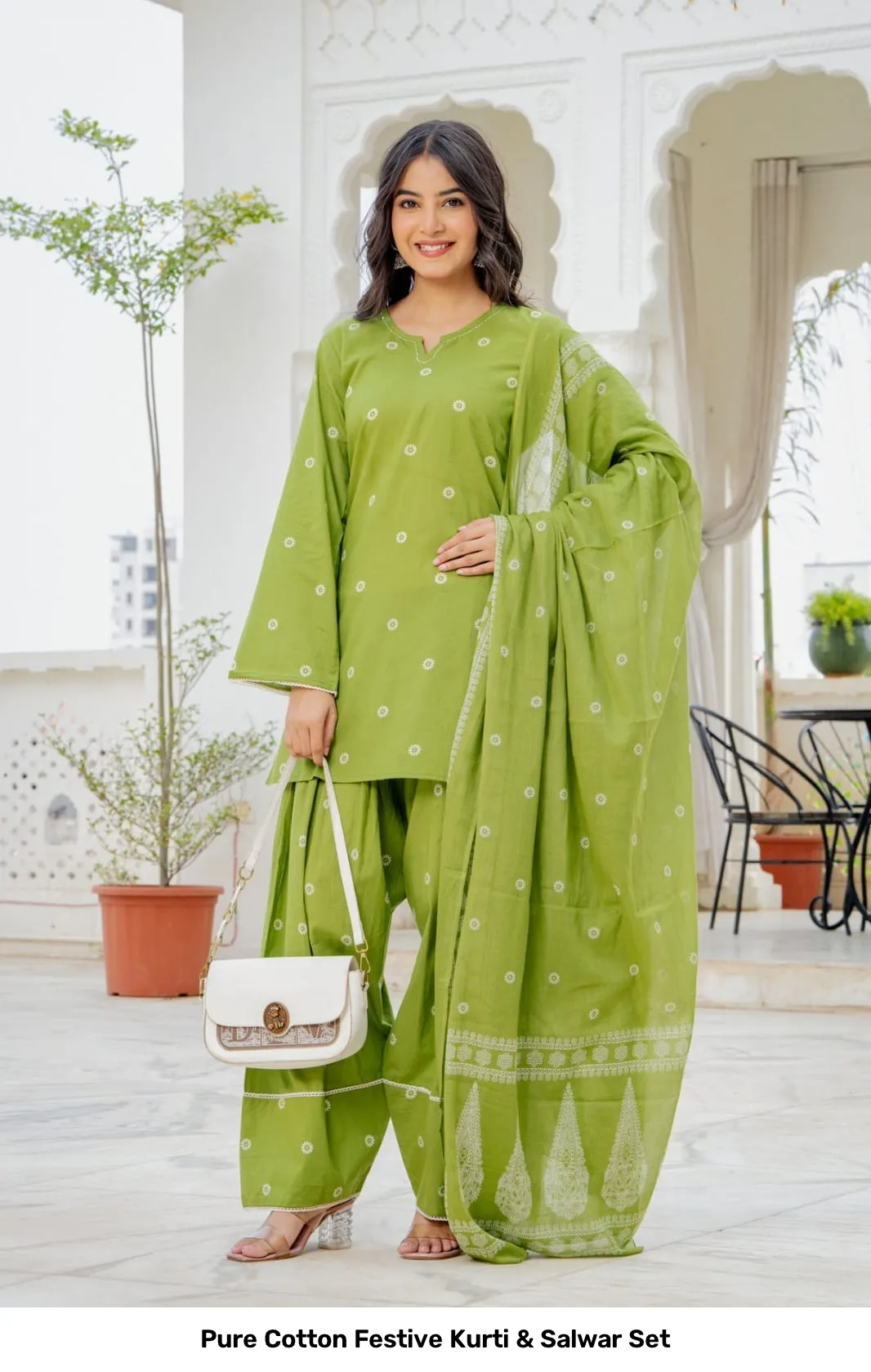 Pure Cotton Festive Kurti & Salwar Set 12