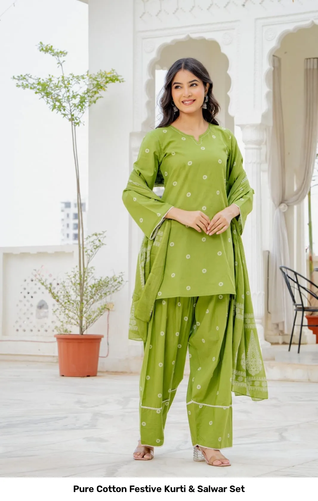 Pure Cotton Festive Kurti & Salwar Set 13