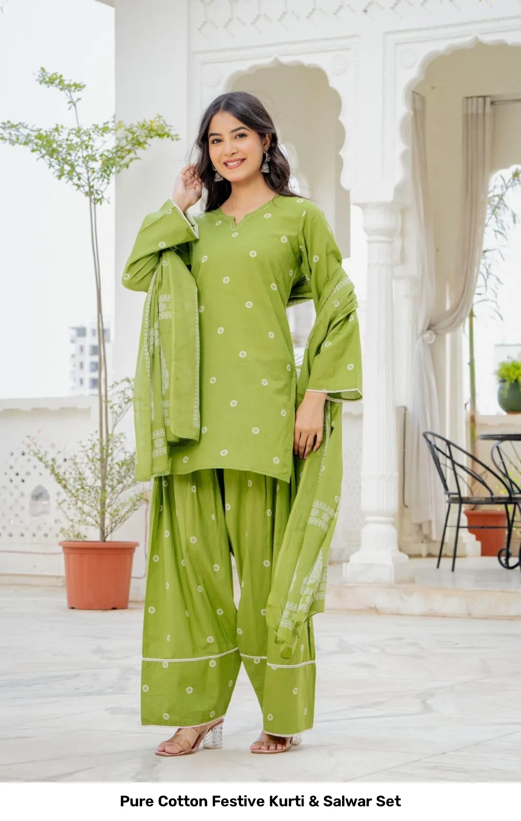 Pure Cotton Festive Kurti & Salwar Set 14