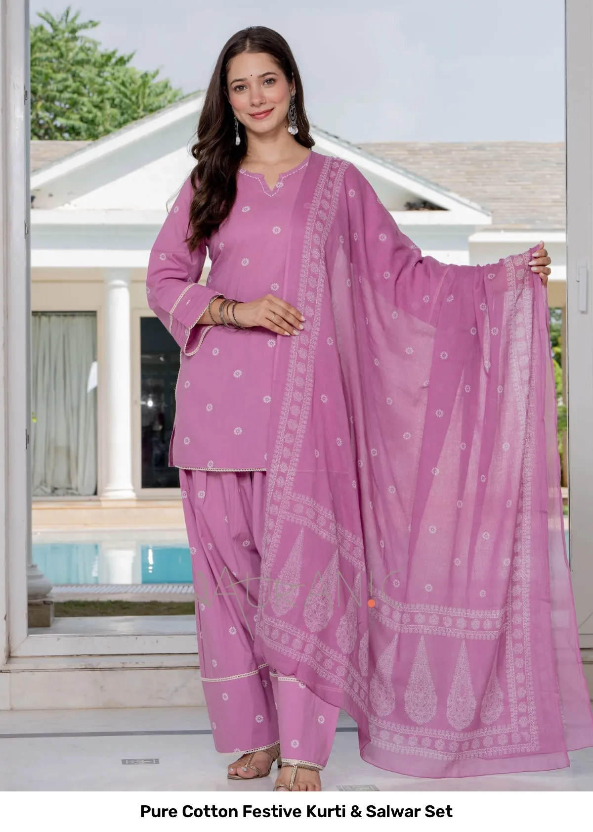 Pure Cotton Festive Kurti & Salwar Set 15