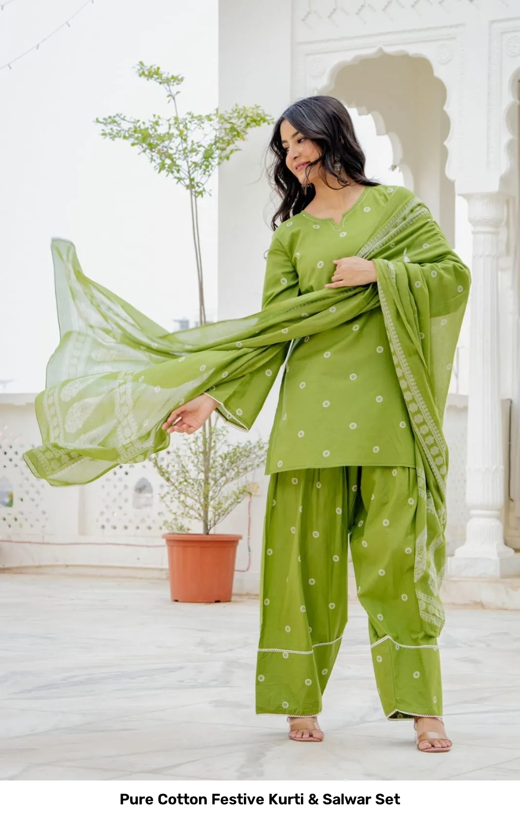 Pure Cotton Festive Kurti & Salwar Set 17