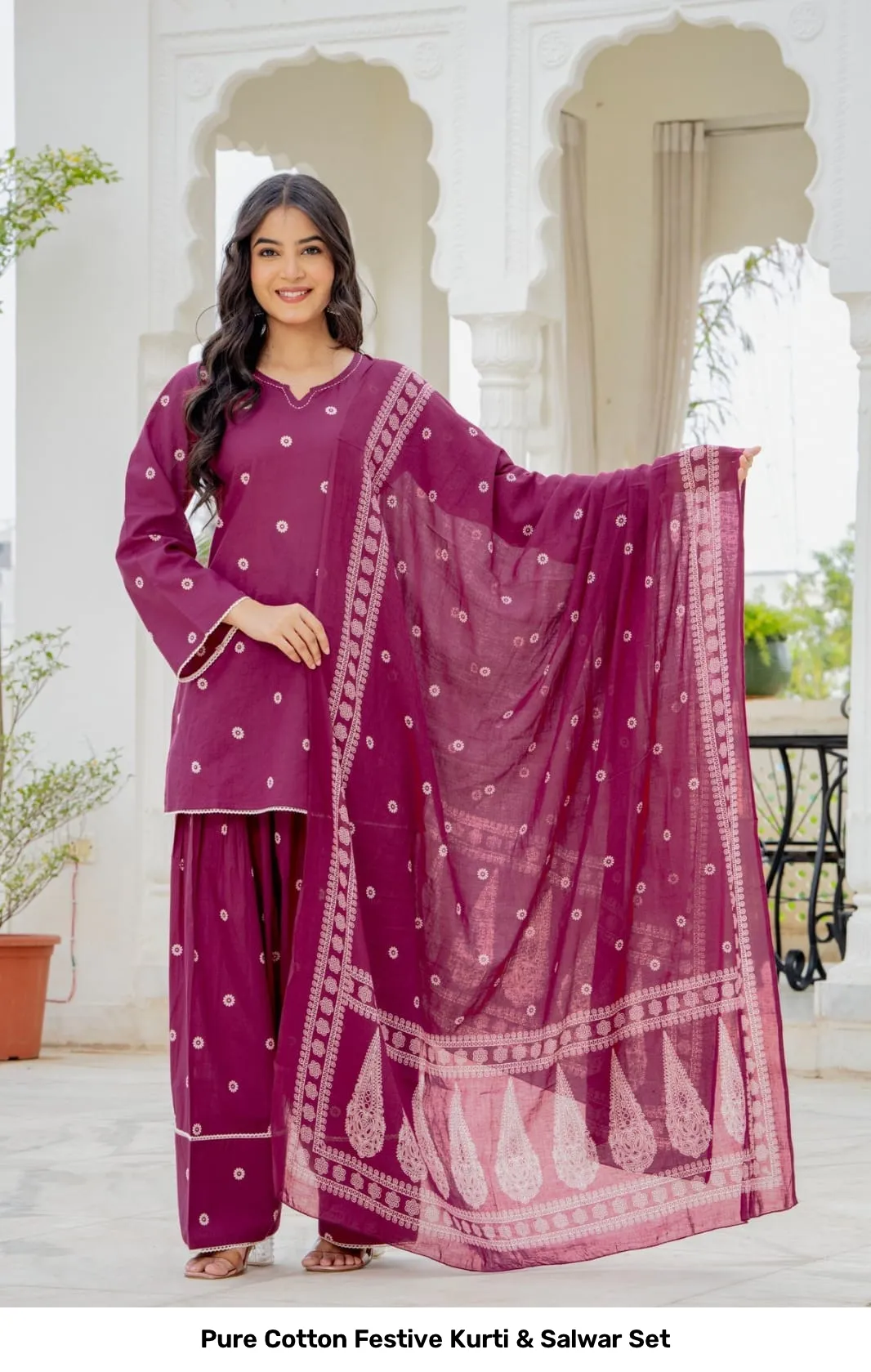 Pure Cotton Festive Kurti & Salwar Set 19