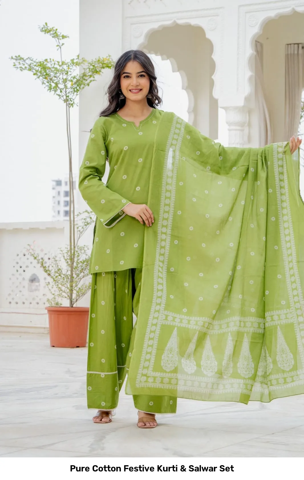 Pure Cotton Festive Kurti & Salwar Set 20