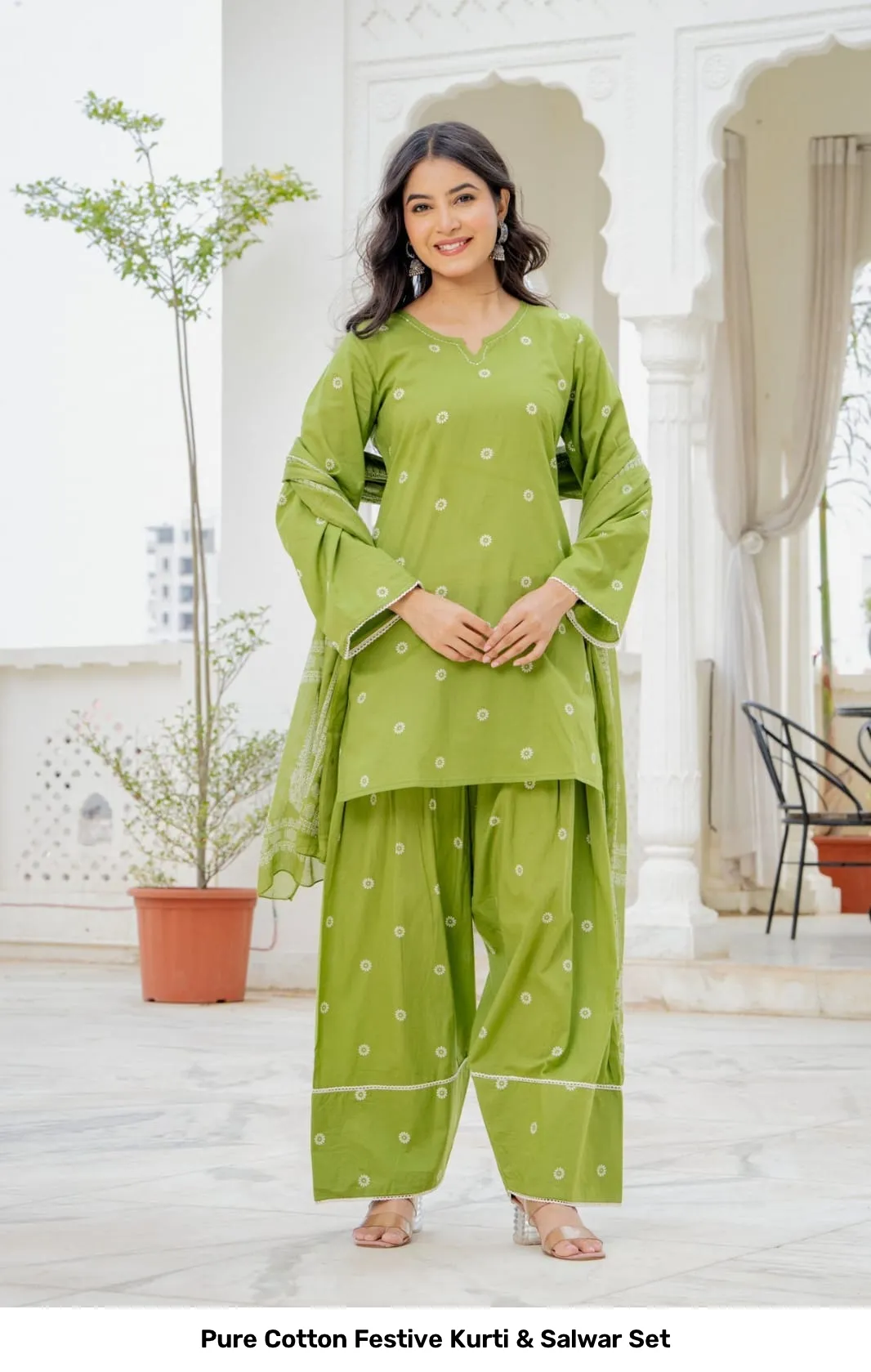 Pure Cotton Festive Kurti & Salwar Set 22