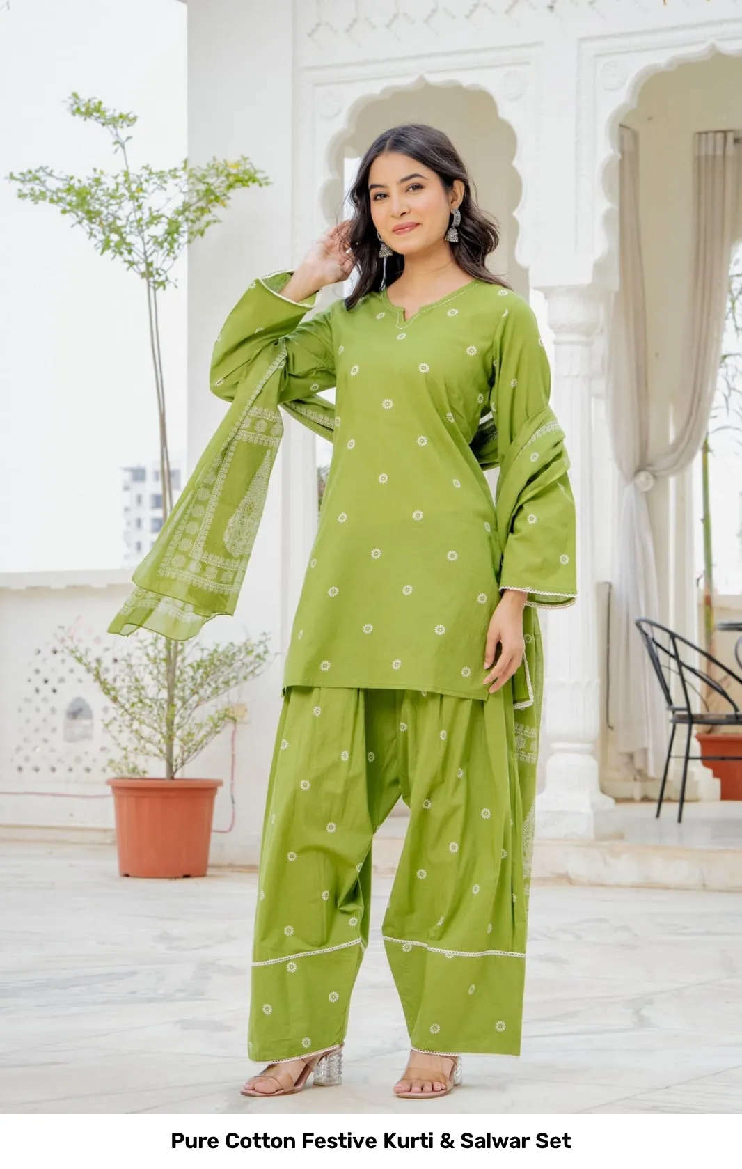 Pure Cotton Festive Kurti & Salwar Set 3