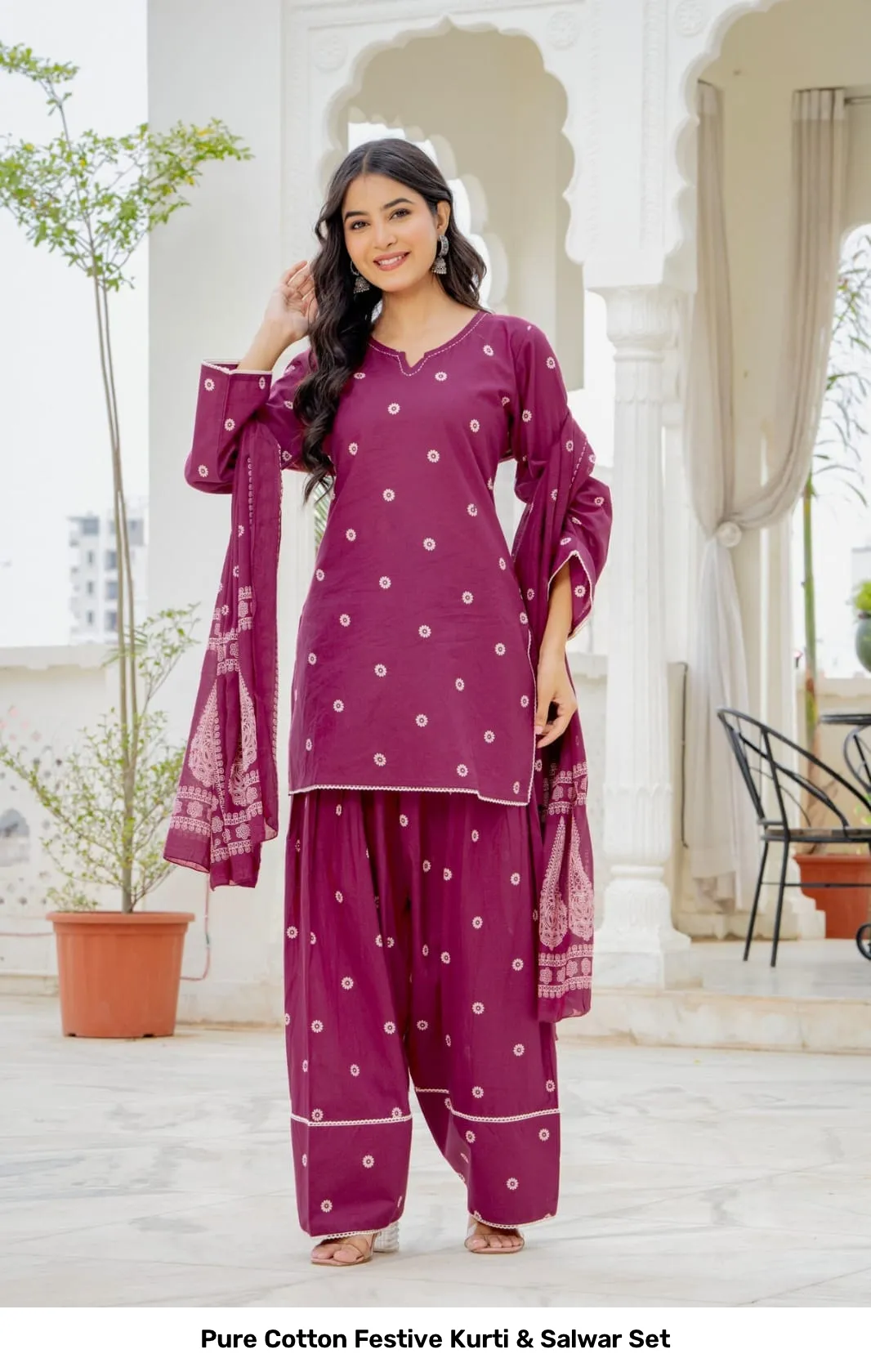 Pure Cotton Festive Kurti & Salwar Set 4