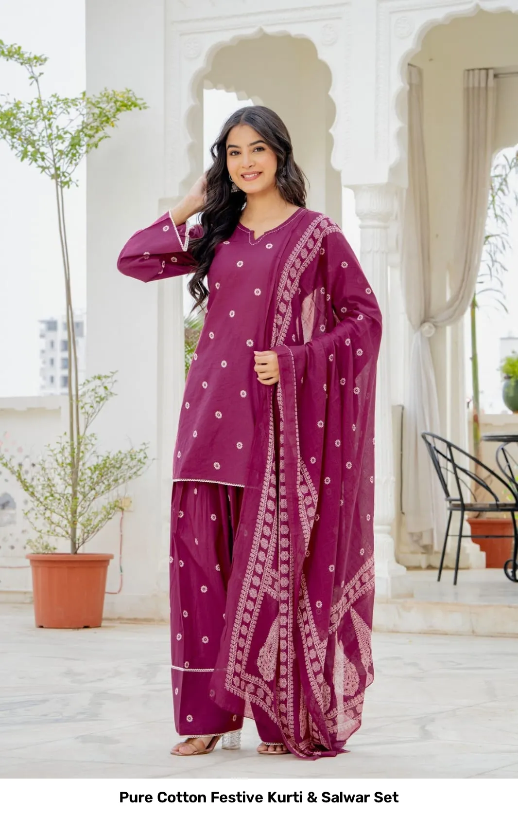 Pure Cotton Festive Kurti & Salwar Set 8
