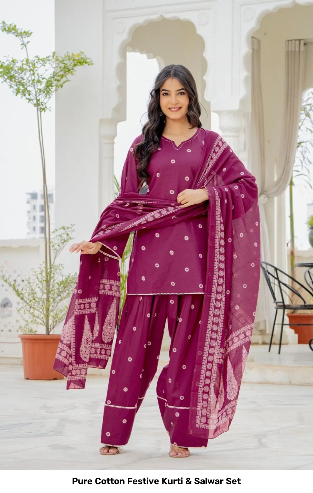 Pure Cotton Festive Kurti & Salwar Set 9