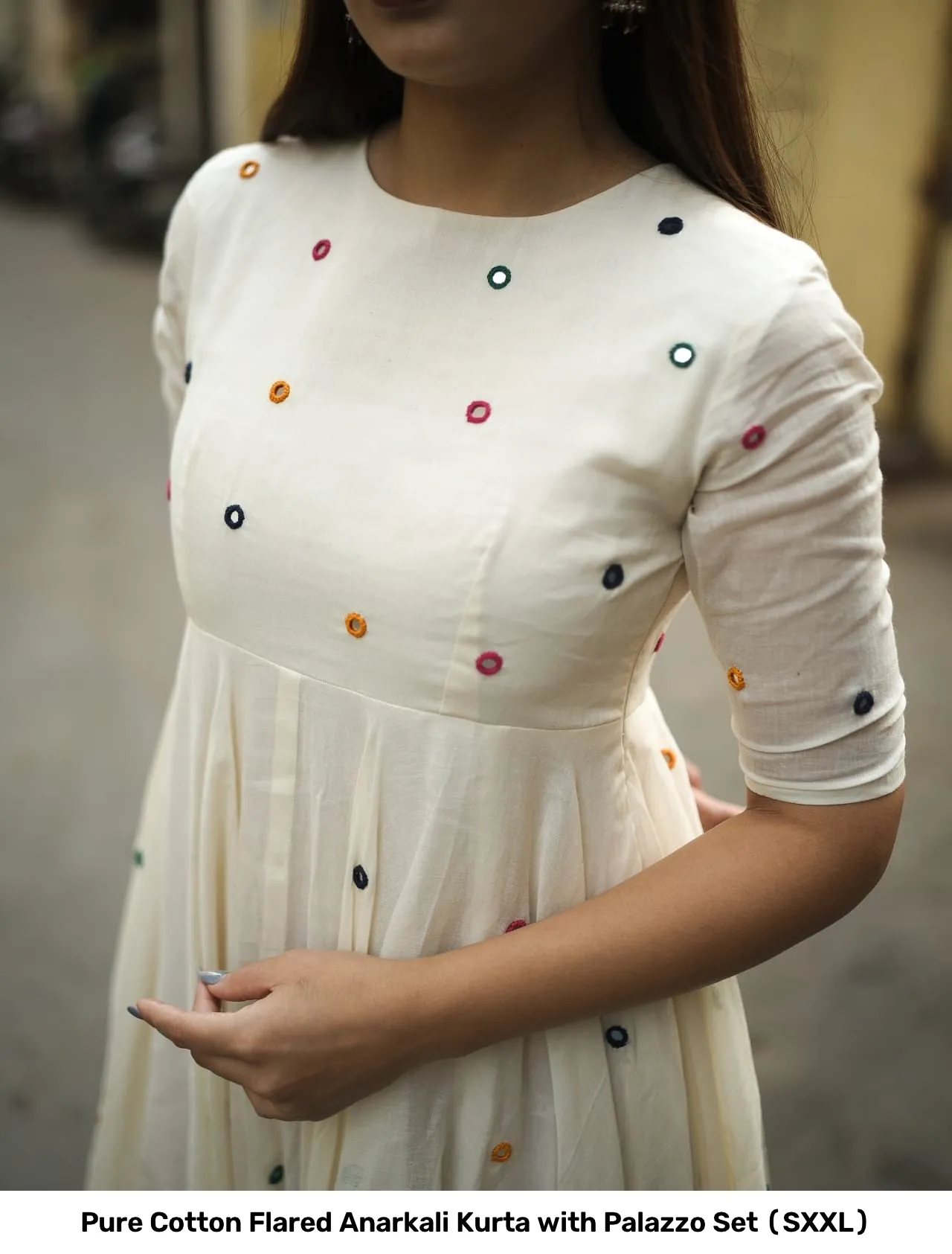 Pure Cotton Flared Anarkali Kurta with Palazzo Set (S–XXL) 2