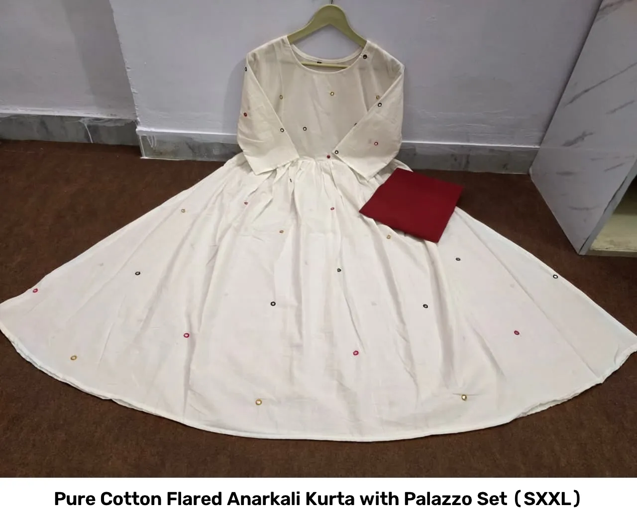 Pure Cotton Flared Anarkali Kurta with Palazzo Set (S–XXL) 3