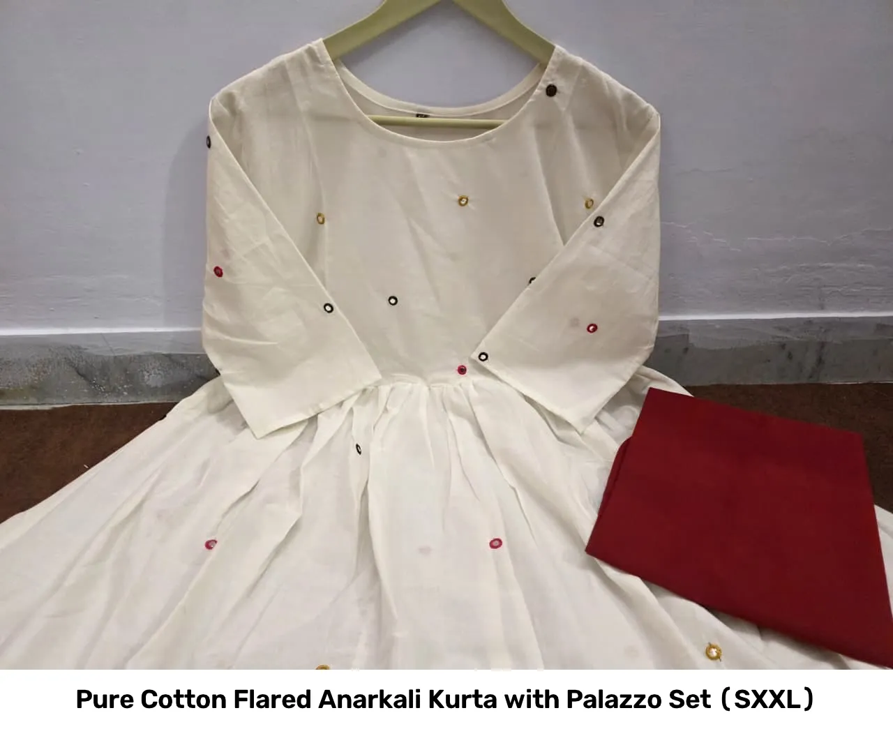 Pure Cotton Flared Anarkali Kurta with Palazzo Set (S–XXL) 5