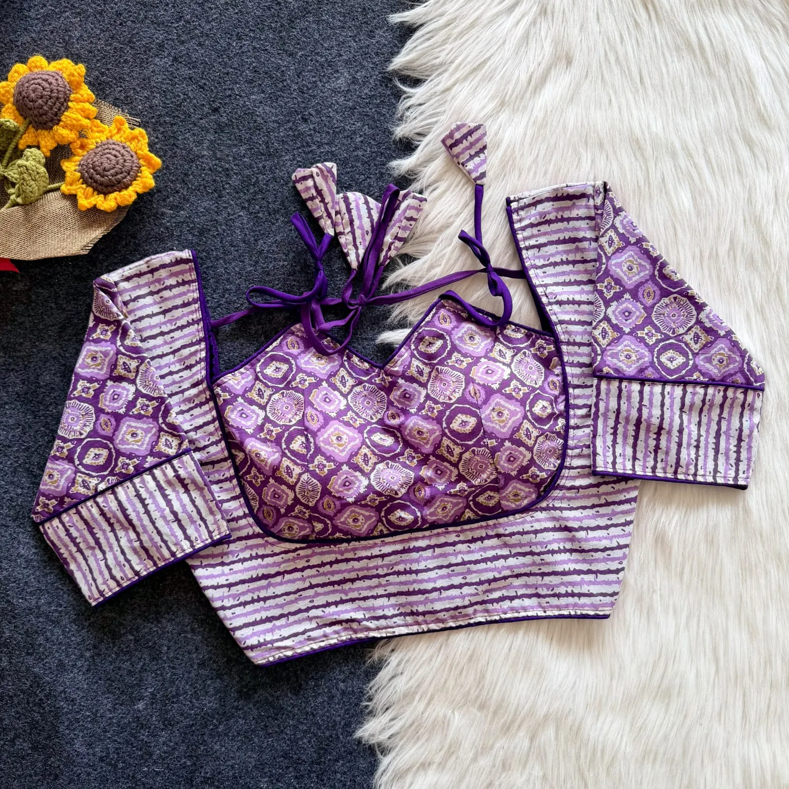 Pure Cotton Hand Block Print Padded Readymade Blouse | Designer Back Tie Sweetheart Neck Saree Choli (Wholesale)