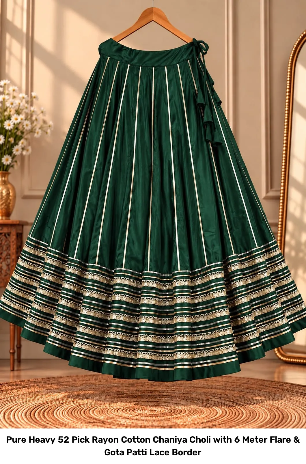 Pure Heavy 52 Pick Rayon Cotton Chaniya Choli with 6 Meter Flare & Gota Patti Lace Border 2