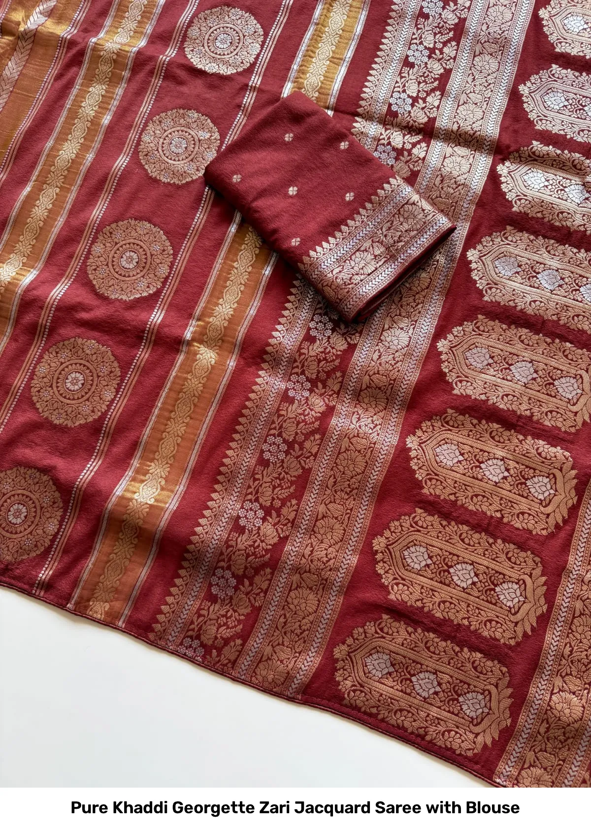 Pure Khaddi Georgette Zari Jacquard Saree with Blouse 10